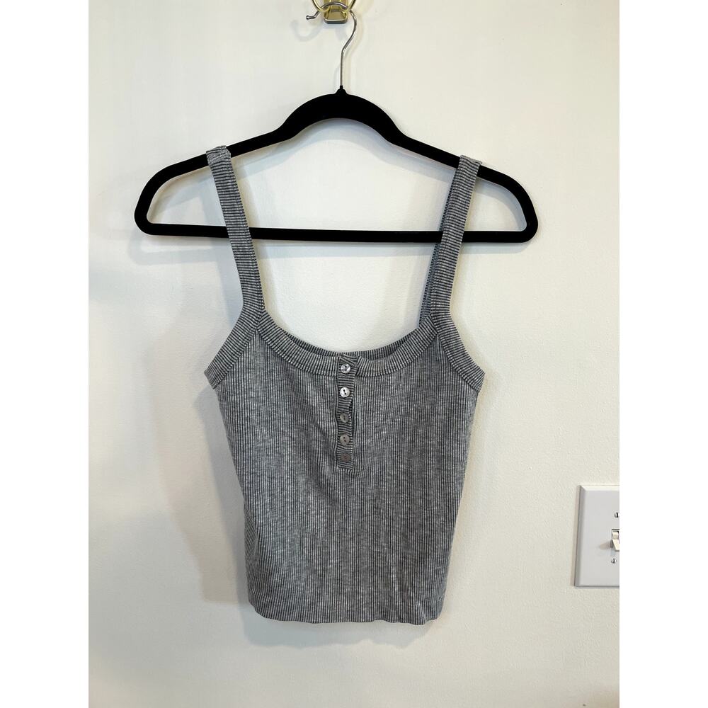 Intimately Free People Gray Ribbed Cropped Tank Top L/XL NWT